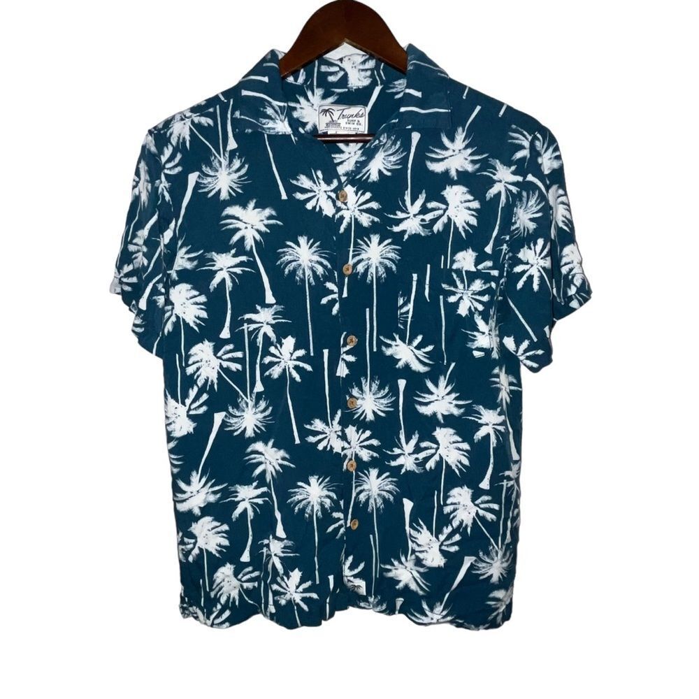 Trunks Surf & Swim Co Palm Tree Print Short Sleeve Button Down Shirt